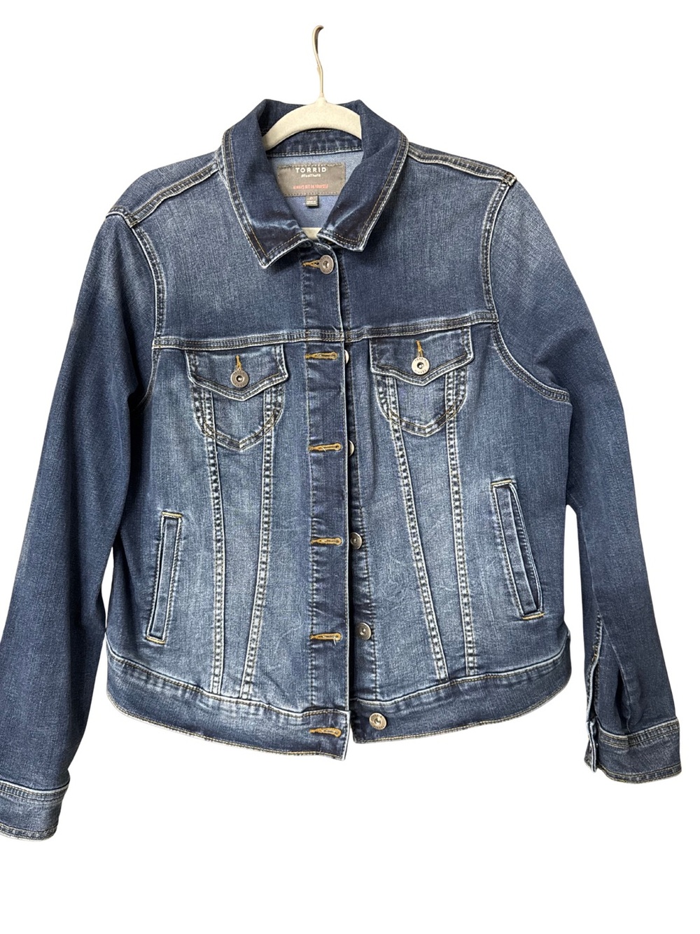 torrid Dark Blue Washed Denim Jacket - Trucker Style